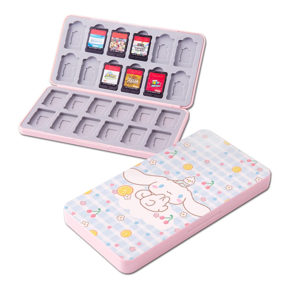 PERFECTSIGHT Cute Game Case Compatible with Nintendo Switch/Switch Lite/OLED  24 Game Holder refill unit Case for 48 SD Cards  Kawaii Portable Storage Box - Big Ear