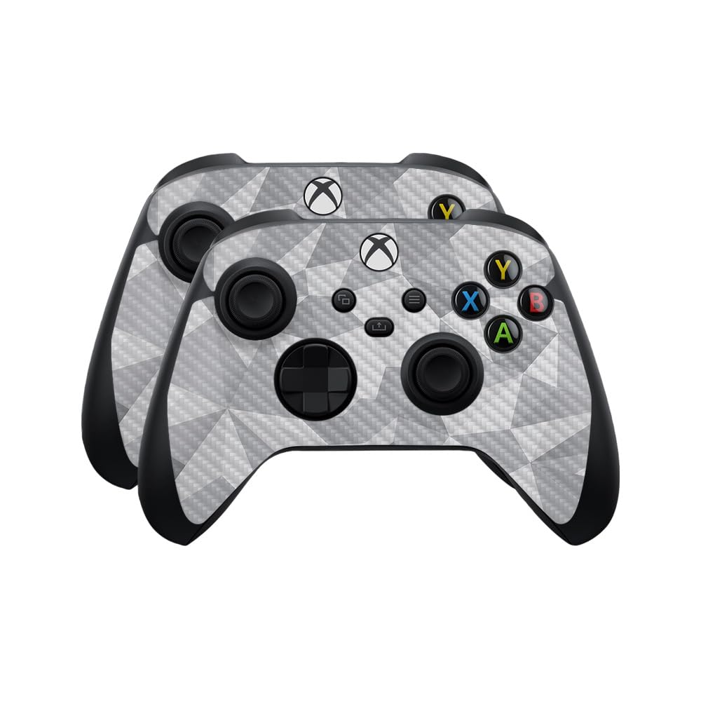 Carbon Fiber Skin Compatible with Microsoft Xbox Series X|S Controller (2 Pack) - Gray Polygon - Premium 3M Vinyl Protective Wrap Decal Cover - Easy to Apply | Crafted in The USA by MightySkins