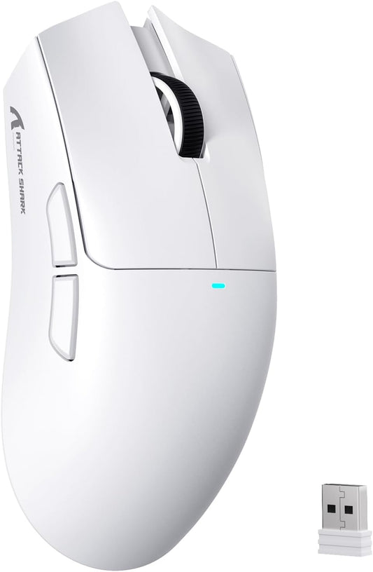 MAMBASNAKE Attack Shark X11SE Lightweight Wireless Gaming Mouse  Tri-Mode 2.4G/USB-C Wired/BT  22K DPI  PAW3311 Optical Sensor  59g  5 Programmable Buttons  300mAh Battery for PC/Mac(White)
