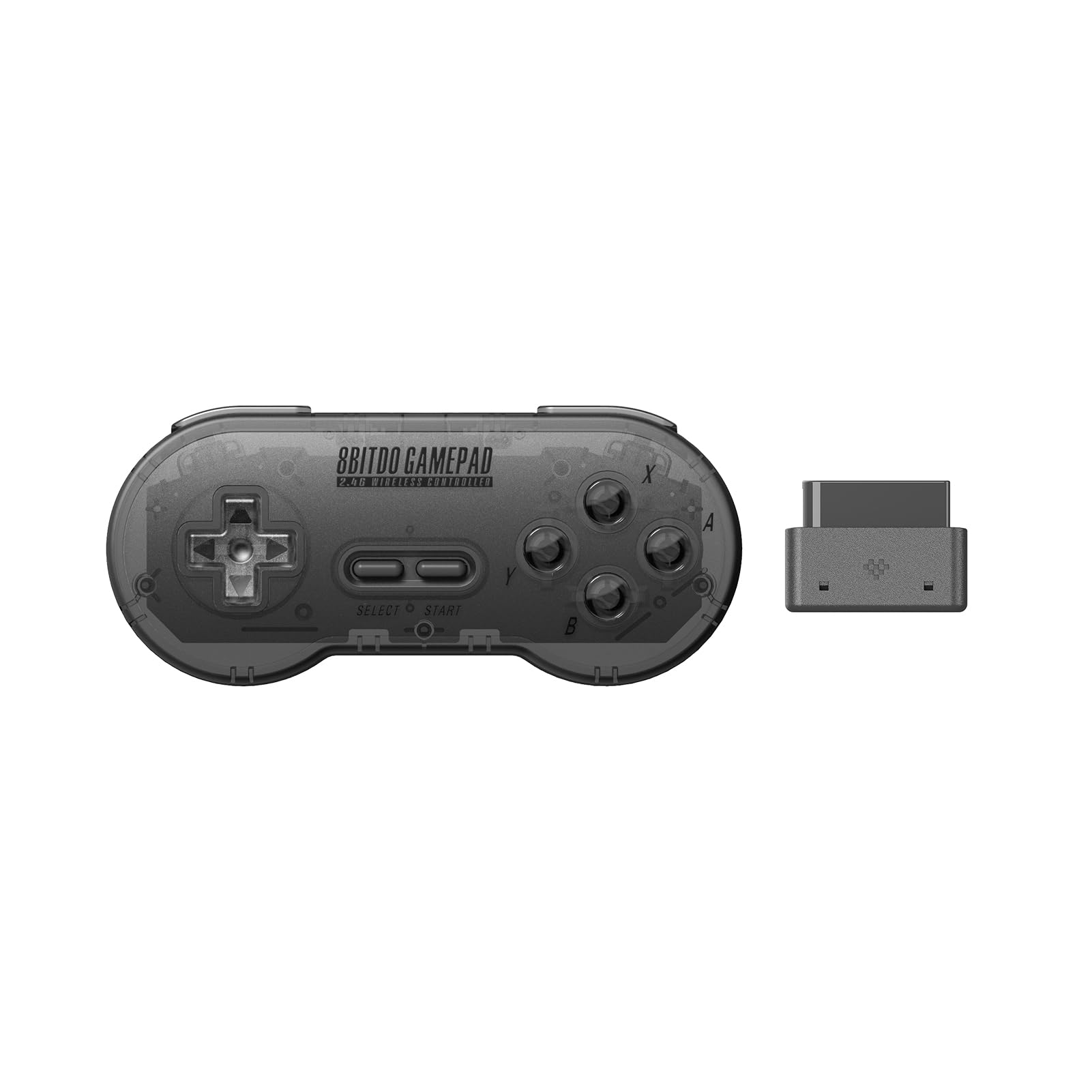 8Bitdo SN30 Wireless Gamepad for SNES/SFC - Transparent Edition, 2.4G, Black