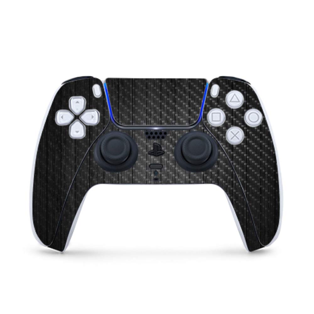 MightySkins Carbon Fiber Gaming Skin for PS5 / PlayStation 5 Controller - Black Wood | Durable Textured Carbon Fiber Finish | Easy to Apply and Change Style | Made in The USA