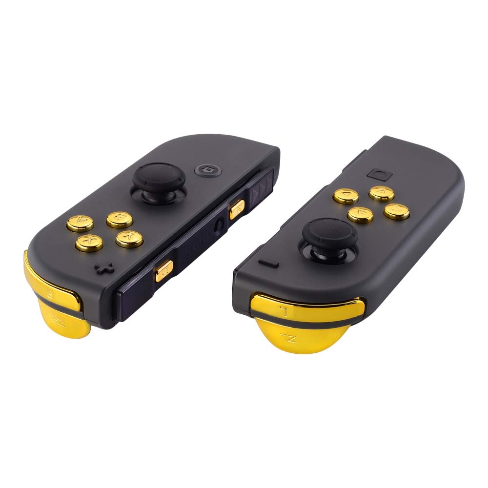 eXtremeRate Chrome Gold Full Set Replacement Buttons for Nintendo Switch & OLED JoyCon  ABXY Direction Keys SR SL L R ZR ZL + - Home Capture Trigger Buttons Springs - Controller Without