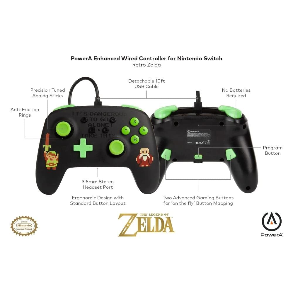 PowerA Enhanced Wired Controller for Nintendo Switch - Retro Zelda, Model 1518608-01