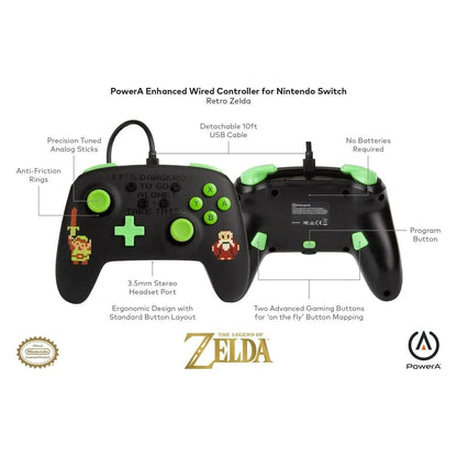 PowerA Enhanced Wired Controller for Nintendo Switch - Retro Zelda, Model 1518608-01