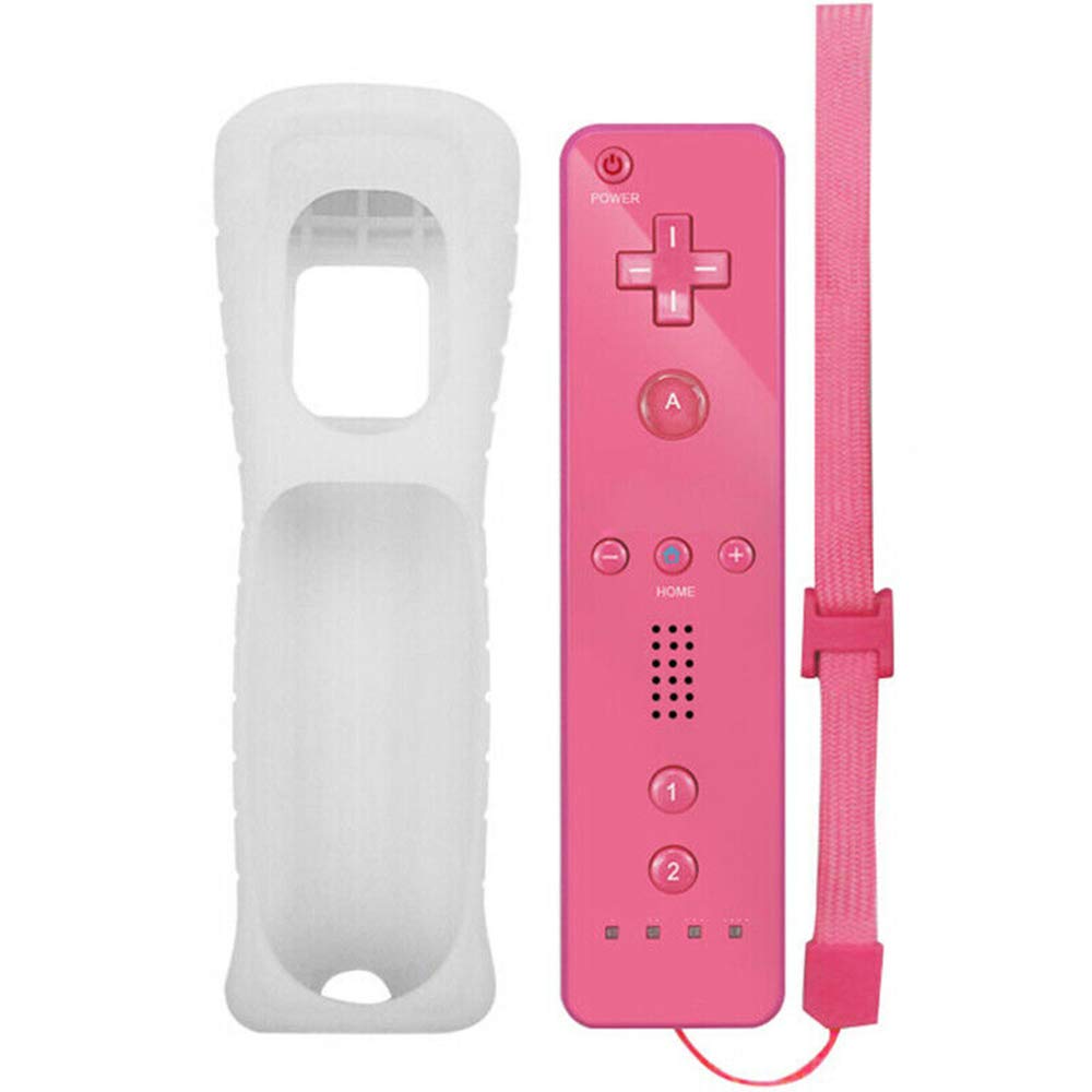 ChamZA Wireless Motion Remote Controller Gamepad for Wii/Wii U - Pink with Silicone Case & Hand Strap