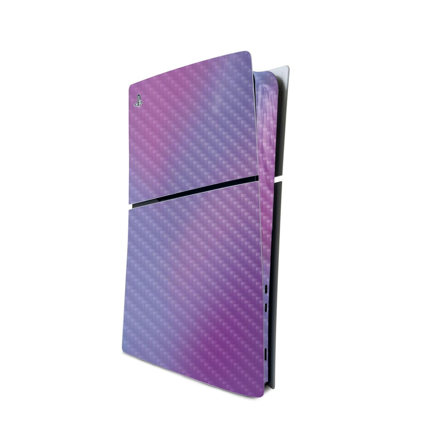 MightySkins Carbon Fiber Skin for PS5 Playstation 5 Slim Digital Edition Console Only - Purple Fog Protective  Durable Textured Carbon Fiber Finish Easy to Apply Made in The USA
