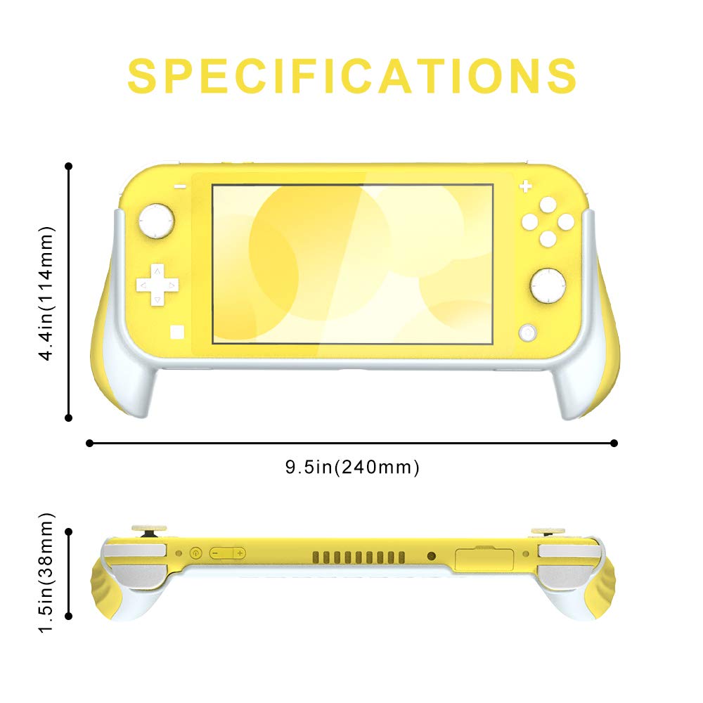 Laimax Grip Case for Nintendo Switch Lite, Ergonomic Yellow Handles, Model SS-123