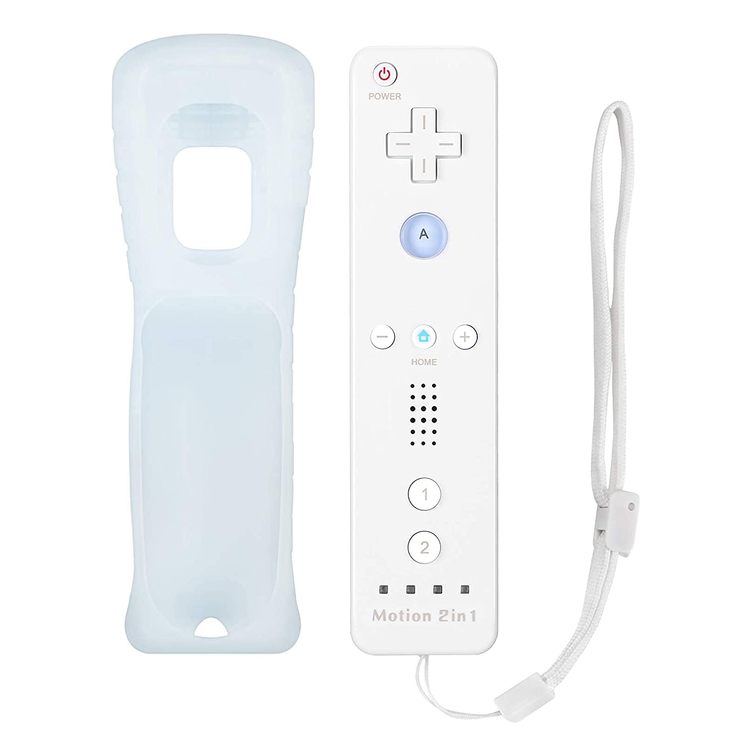 DKD remote for Wii Nintendo 2 in 1 built -in motion plus controller with silicone sleeve and strap