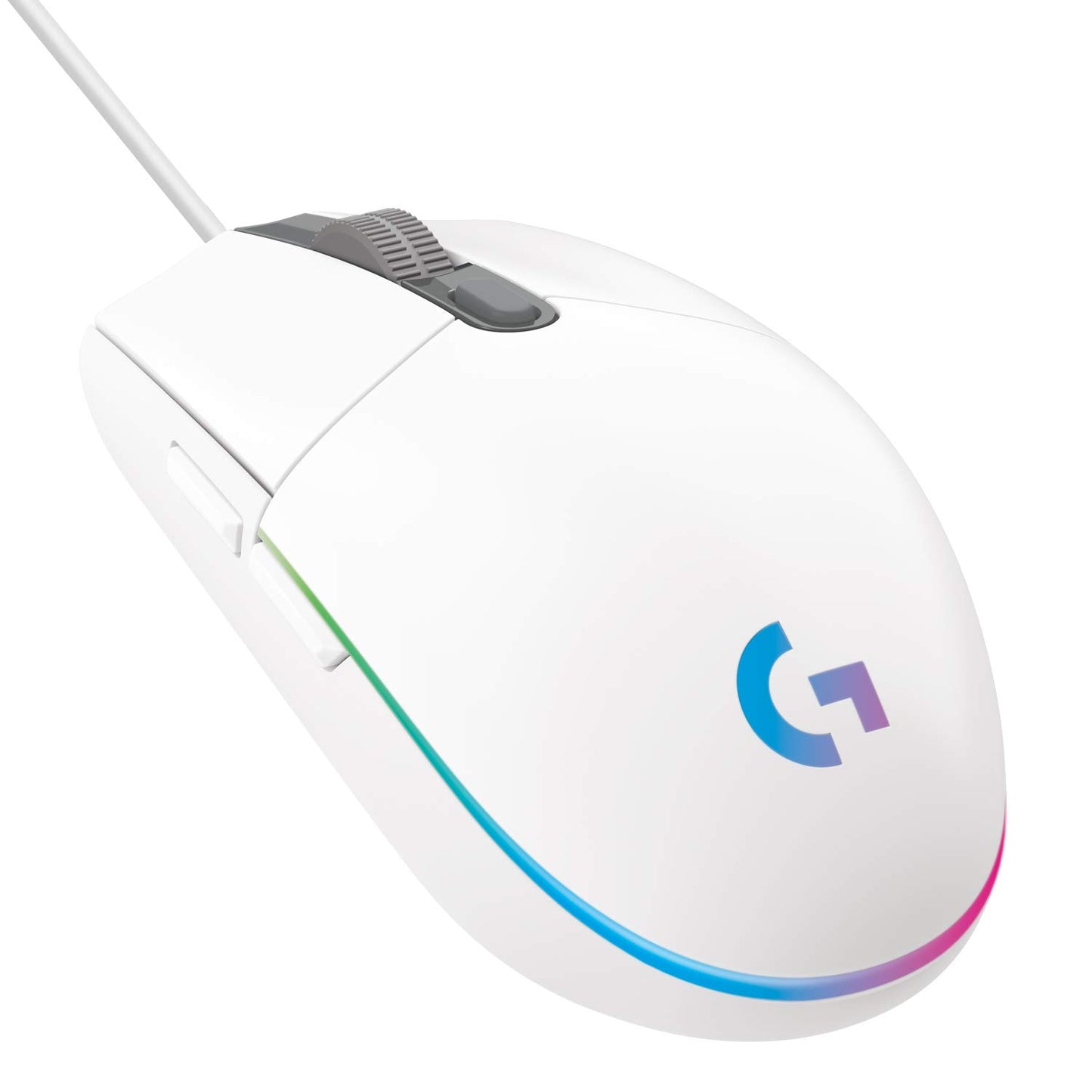Logitech G203 Wired Gaming Mouse  8 000 DPI  Rainbow Optical Effect LIGHTSYNC RGB  6 Programmable Buttons  On-Board Memory  Screen Mapping  PC/Mac Computer and Laptop Compatible - White