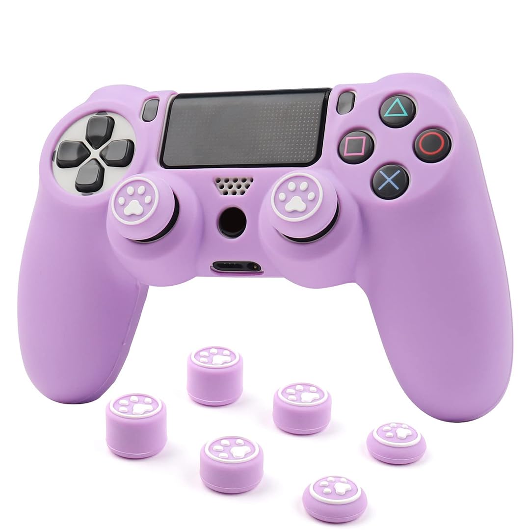 Ralan Purple Controller Skin Silicone for PlayStation 4, Non-Slip Grip Cover Protector Compatible with PS4 Slim/PS4 Pro Controll