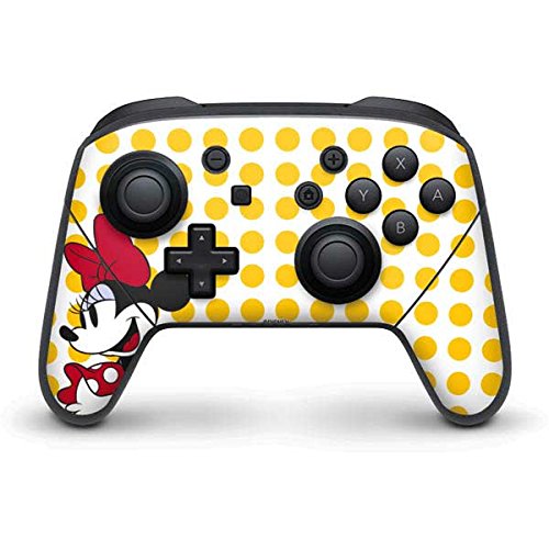 Skinit Decal Gaming Skin Compatible with Nintendo Switch Pro Controller - Officially Licensed Disney Minnie Mouse Profile Yellow Dots Design