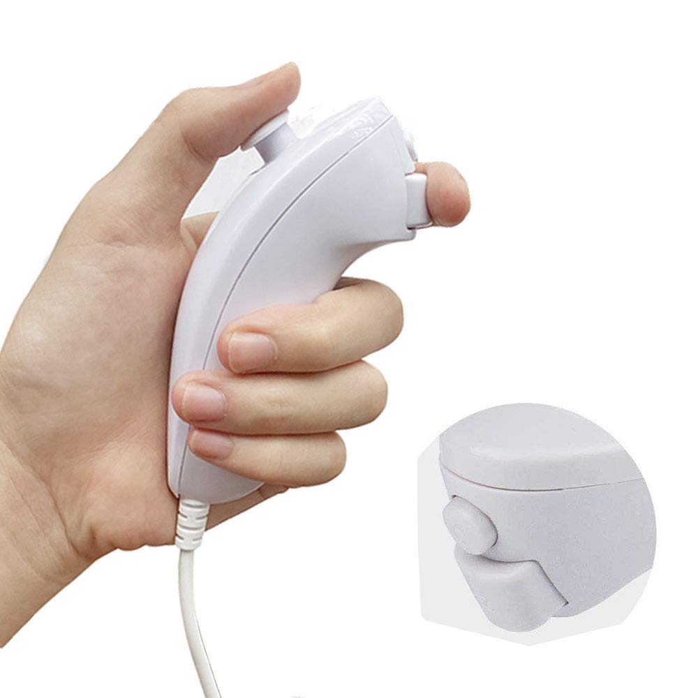 NC Nunchuck Controller Joystick Gamepad Replacement for Wii & Wii U - White (1PCS)