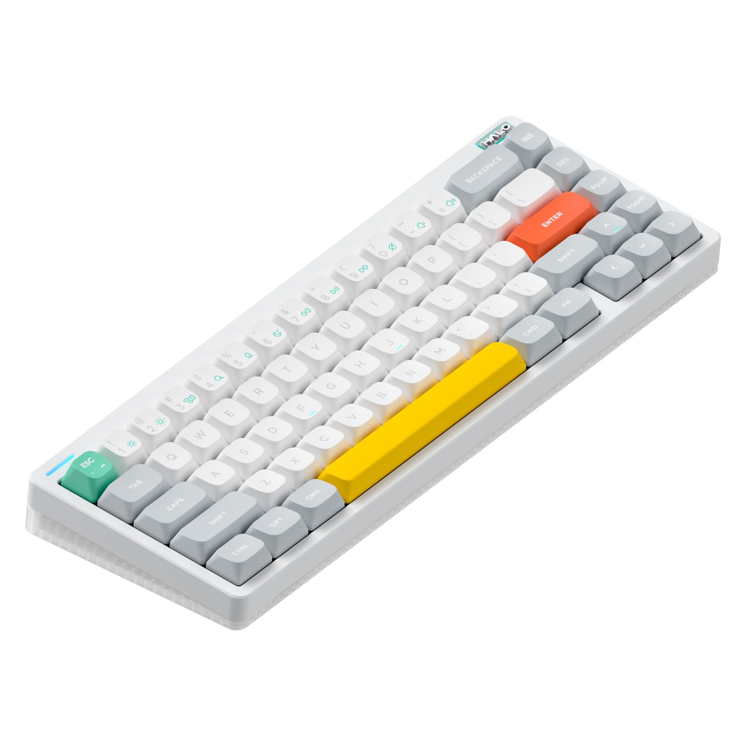 nuphy Halo65 V2 Wireless Mechanical Keyboard with PBT Keycaps 65% Hot Swappable Custom Gaming Keyboard Compatible with QMK/VIA RGB Backlit Gasket Structure BT5.0/USB-C/2.4GHz White-Raspberry Switches