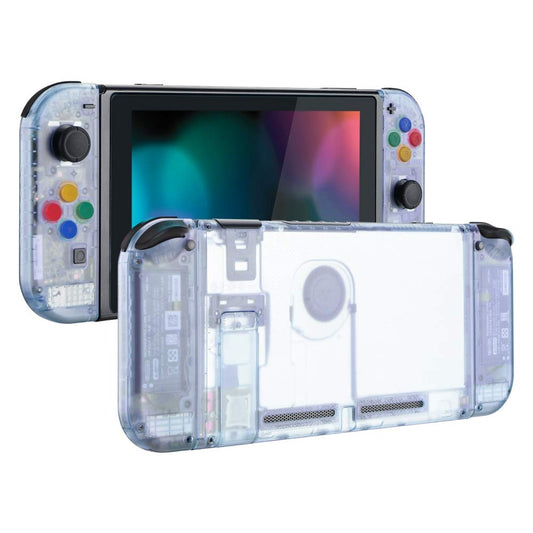 eXtremeRate DIY Replacement Shell Buttons for Nintendo Switch  Back Plate for Switch Console  Housing with Colorful Buttons for Joycon Handheld Controller - Clear Atomic Purple [No Electronics Parts]