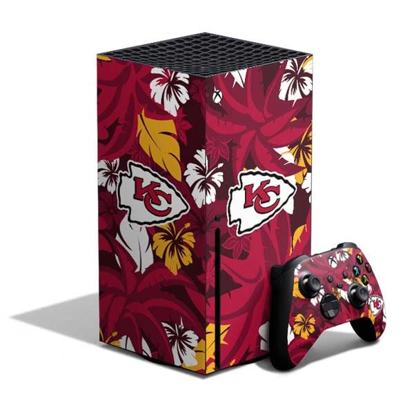 Skinit Decal Gaming Skin Compatible with Xbox Series X Bundle - Officially Licensed NFL Kansas City leaders Tropical Print Design