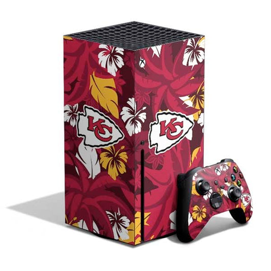 Skinit Decal Gaming Skin Compatible with Xbox Series X Bundle - Officially Licensed NFL Kansas City leaders Tropical Print Design