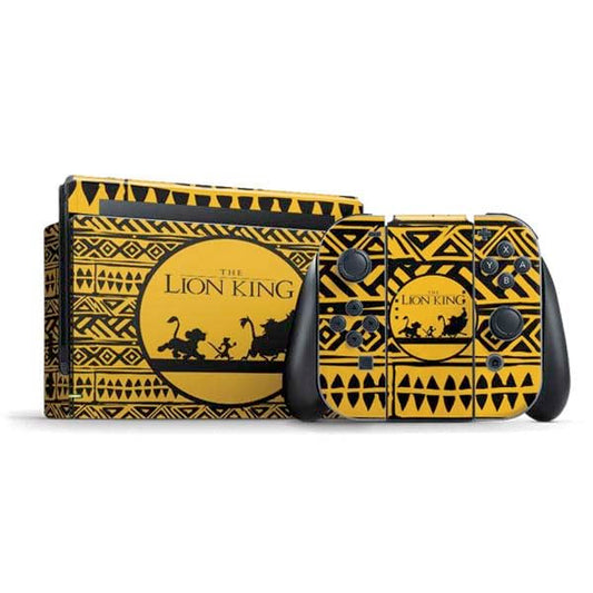 Skinit Decal Gaming Skin Compatible with Nintendo Switch Bundle - Officially Licensed Disney The Lion King Simba Timon and Pumba Tribal Print Design