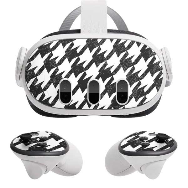 Skinit Decal Gaming Skin Compatible with Meta Quest 3 - Officially Licensed Houndstooth Black/White Design