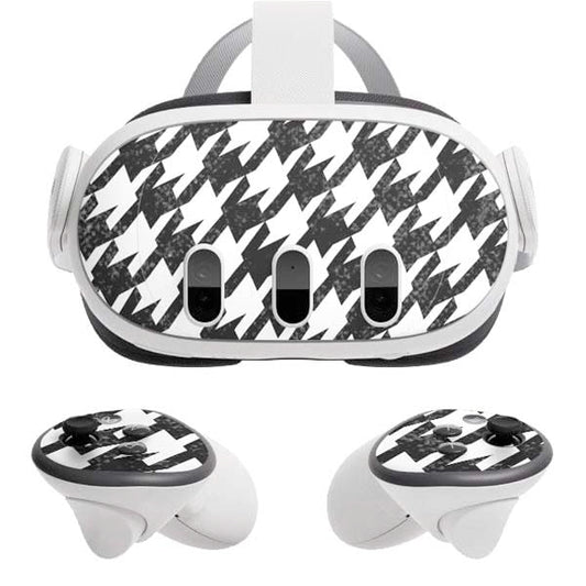 Skinit Decal Gaming Skin Compatible with Meta Quest 3 - Officially Licensed Houndstooth Black/White Design