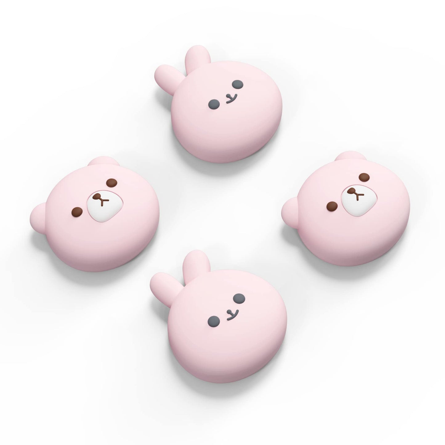 PlayVital Joystick Caps for Nintendo Switch  Thumbstick Caps for Switch Lite  Analog Cover Joycon Thumb Grip Caps for Switch & Switch Lite & Switch OLED - Chubby Bear & Smiley Bunny Pink