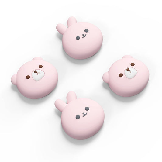 PlayVital Joystick Caps for Nintendo Switch  Thumbstick Caps for Switch Lite  Analog Cover Joycon Thumb Grip Caps for Switch & Switch Lite & Switch OLED - Chubby Bear & Smiley Bunny Pink