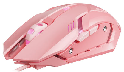 SEUNKWANG G3 Wired Gaming Mouse - 2400 DPI, 6 Macro Buttons, Metal Base, Pink