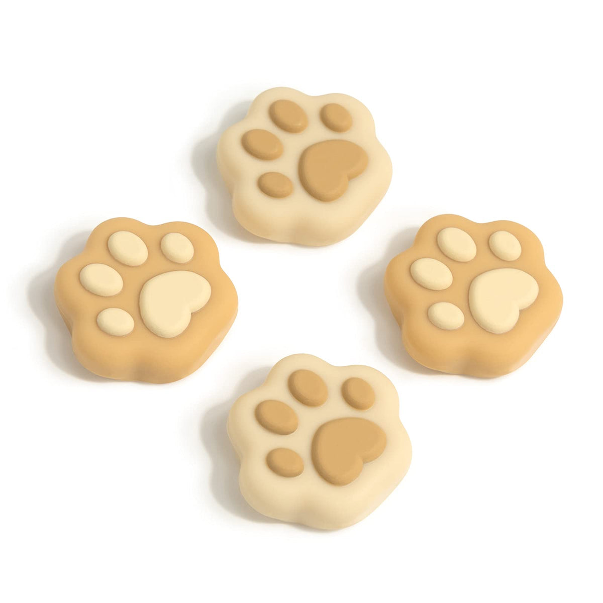 GeekShare Cat Paw Shape Thumb Grip Caps Soft Silicone Joystick Cover Compatible with Nintendo Switch/OLED/Switch Lite (Brown & Yellow)