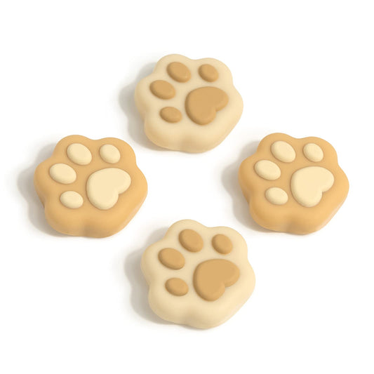 GeekShare Cat Paw Shape Thumb Grip Caps Soft Silicone Joystick Cover Compatible with Nintendo Switch/OLED/Switch Lite (Brown & Yellow)