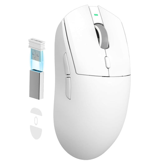 A.JAZZ AJ139 G Pro Wireless Gaming Mouse - Ultra-lightweight 59g, 26000DPI, Dual Mode, Ergonomic, Symmetric, White