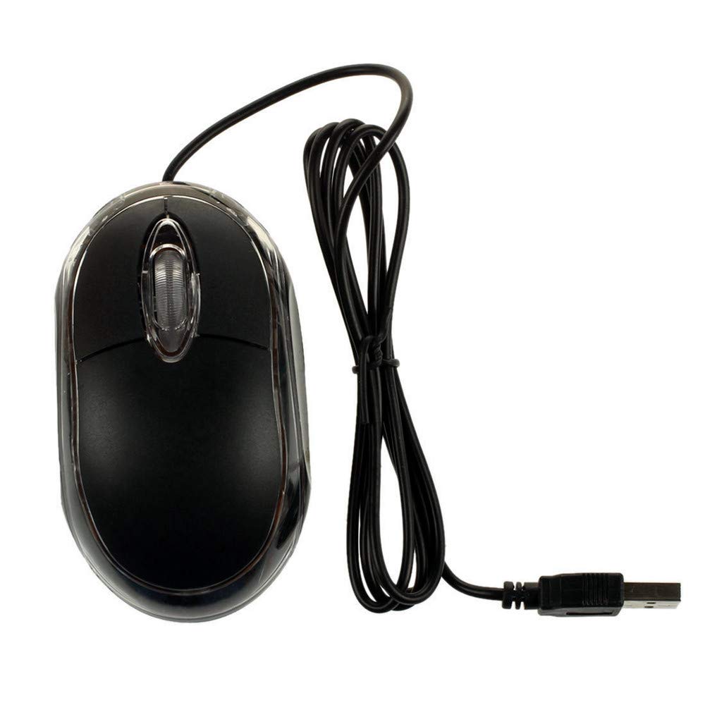 ANRANK UM2030AK Black USB Optical Mouse, 3-Button with Scroll Wheel, LED Light for PC/Laptop