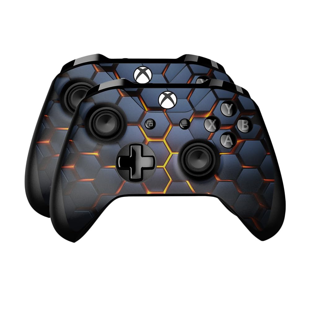 Skin Compatible with Microsoft Xbox One Controller (2 Pack) - Lava Hex - Premium 3M Vinyl Protective Wrap Decal Cover - Easy to Apply | Crafted in The USA by MightySkins