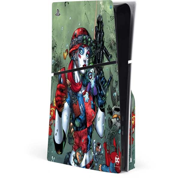 Skinit Decal Gaming Skin Compatible with PS5 Slim Disk Console - Officially Licensed DC Comics Harley Quinn Little Black Book Cover#47 New 52 Art by Jim Lee Design