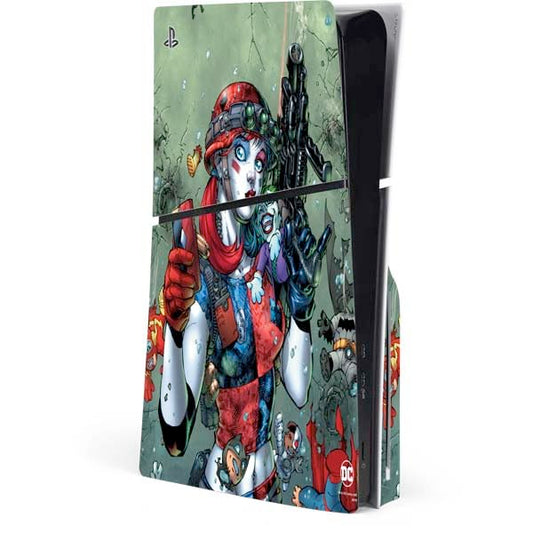 Skinit Decal Gaming Skin Compatible with PS5 Slim Disk Console - Officially Licensed DC Comics Harley Quinn Little Black Book Cover#47 New 52 Art by Jim Lee Design