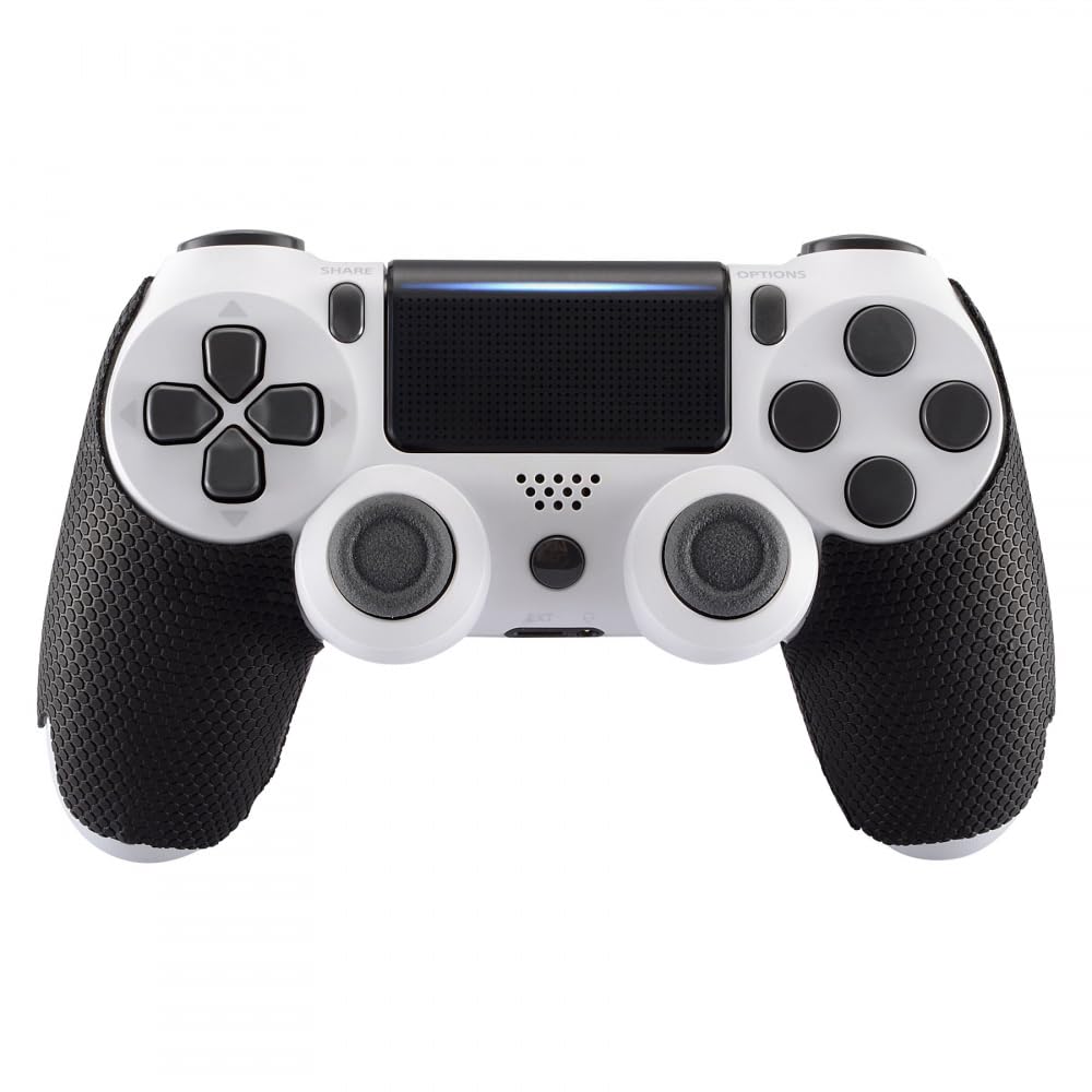 eXtremeRate Black Anti-Skid Sweat-Absorbent Controller Grips for ps4 Controller  Professional Textured Soft Rubber Handle Grips for ps4 Slim Pro Controller - Improve The Grip and Comfort