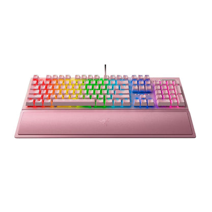 Razer BlackWidow V3 Gaming Keyboard - Mechanical Green Switch, RGB Lighting, Quartz Pink (Renewed)