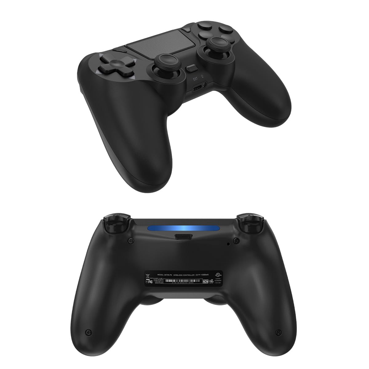FASIGO Wireless Controller for PS4 Slim/Pro - 20h Rechargeable, Dual Vibration, Ergonomic Grip, Black - 2 Pack