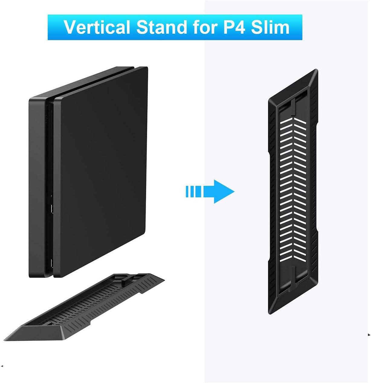 Younik P4 Slim Vertical Stand with Cooling Vents & Non-Slip Feet, Model YS-019, Black
