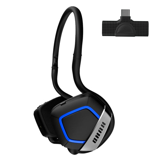 HUHD Wireless Gaming Headphones H1 - On-Ear, Foldable, Blue, with Detachable Mic for PS5, PS4, PC, Nintendo Switch - Large Size