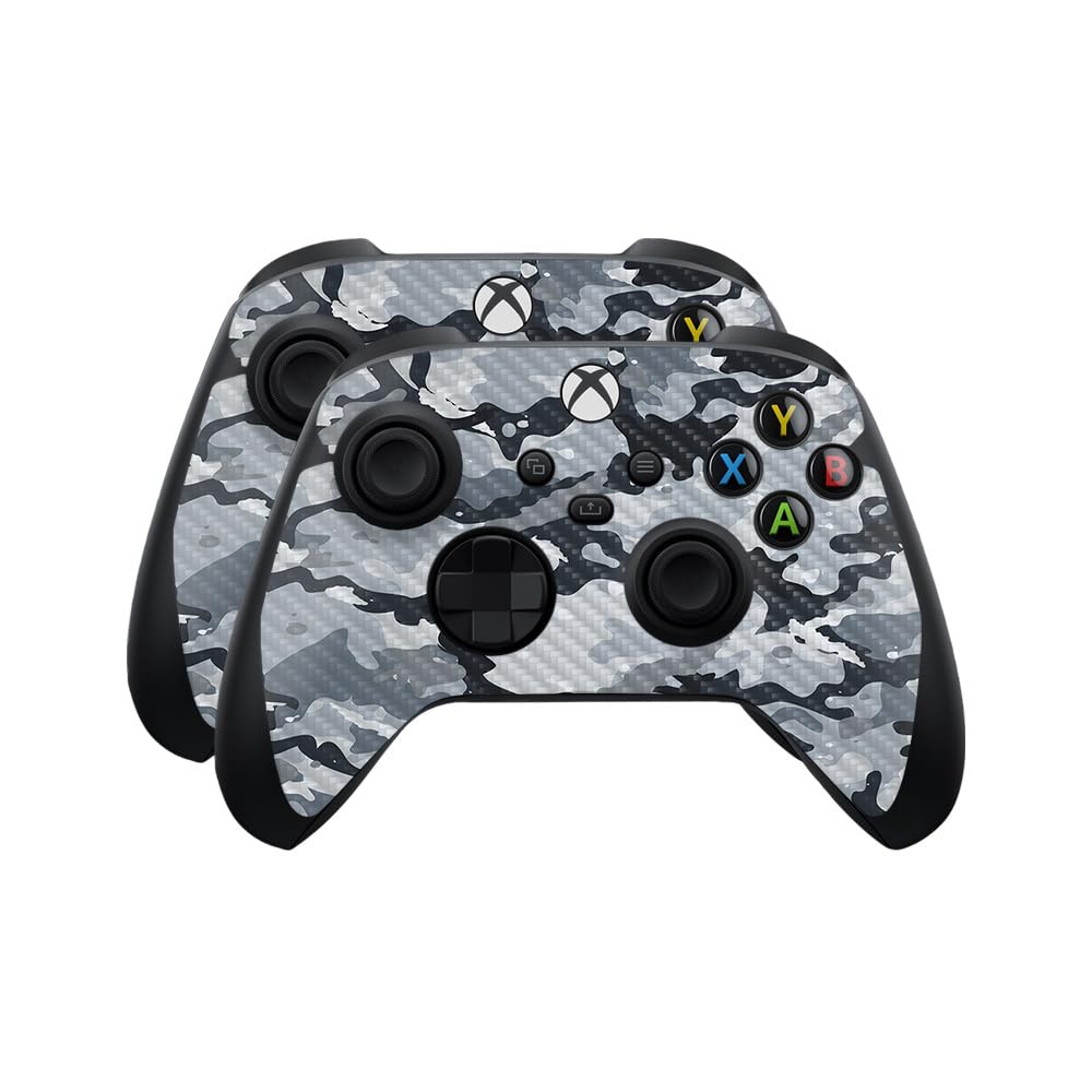 Carbon Fiber Skin Compatible with Microsoft Xbox Series X|S Controller (2 Pack) - Gray Camouflage - Premium 3M Vinyl Protective Wrap Decal Cover - Easy to Apply | Crafted in The USA by MightySkins