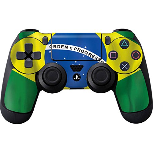 Skinit Decal Gaming Skin Compatible with PS4 Controller - Brazil Flag Design