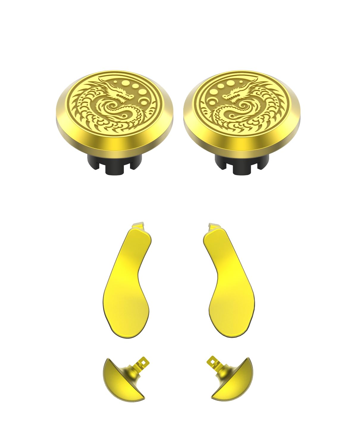 KD.FLY Metal Thumbsticks & Back Paddles for PS5 Edge Controller Joystick Replacement  Custom Analog Thumb Sticks Caps for PS5 Dual Sense Edge Stick Module  2 Joystick  4 Back Buttons  Golden Dragon