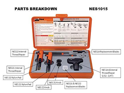 NES Universal Thread Repair Kit NES1A, 21, 22 - 3-Piece, Orange, Model NES1015