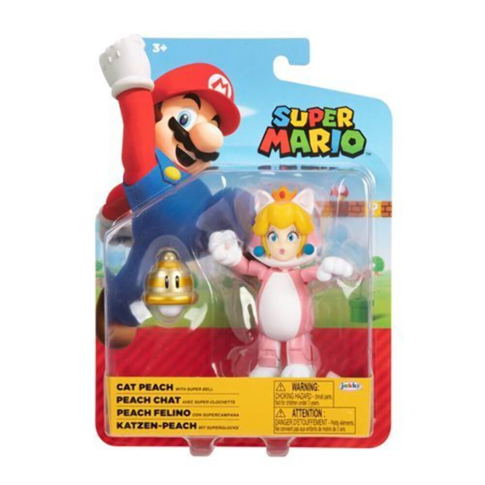 Nintendo Super Mario Cat Peach Figure, 4 Inch Scale, Multicolor, Model 41175