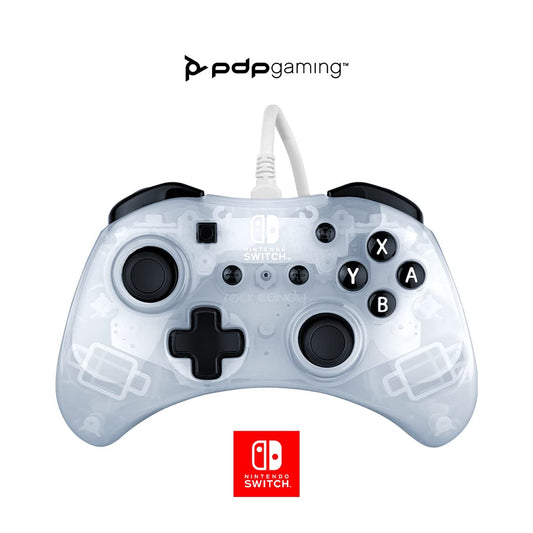PDP Rock Candy Enhanced Wired Pro Controller for Nintendo Switch & Lite - Frost White, Ergonomic, Compact Design, Model 500-181-WH