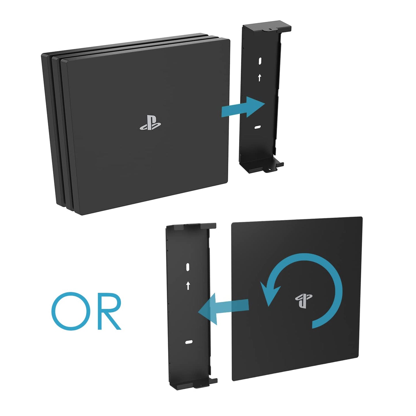 Bylitco Wall Mount for PS4 Pro - Solid Metal, Mounts on Wall or Under Desk