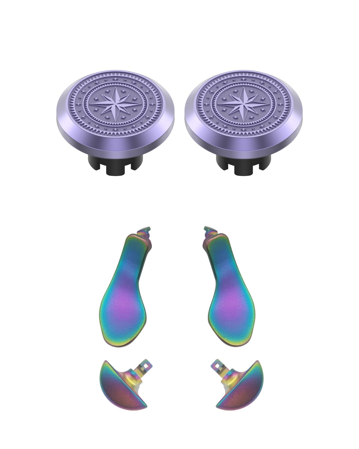 KD.FLY Metal Thumbsticks & Back Paddles for PS5 Edge Controller Joystick Replacement  Custom Analog Thumb Sticks Caps for PS5 Dual Sense Edge Stick Module  2 Joystick  4 Back Buttons  Star