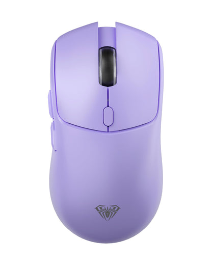 AULA SC580X Wireless Gaming Mouse - Tri-Mode 2.4G/BT5.0/USB-C, 12000 DPI, Light Purple, Rechargeable, 6 Programmable
