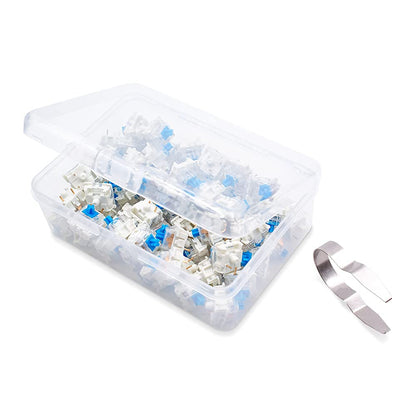 Granvela 66-Pack MX Blue Mechanical Keyboard Switches | 3-Pin | Tactile & Clicky | SMD RGB LED Compatible | White Housing