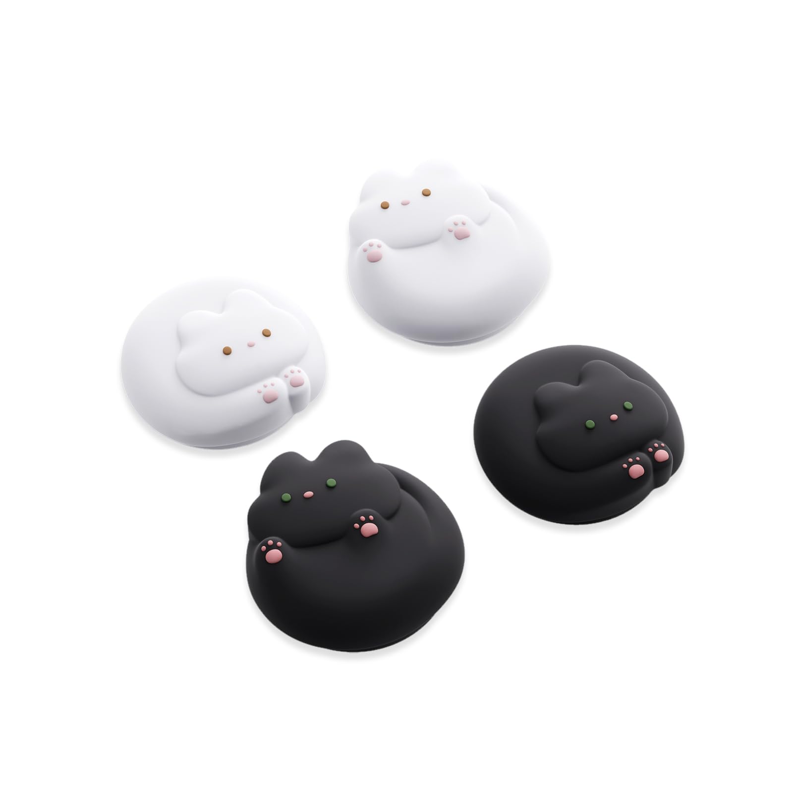 GeekShare Joystick Caps Compatible with Switch 2 - Anti-Slip Thumb Grip Caps - Silicone Analog Cover Thumbstick Grips for Switch 2025  Black & White Kittens