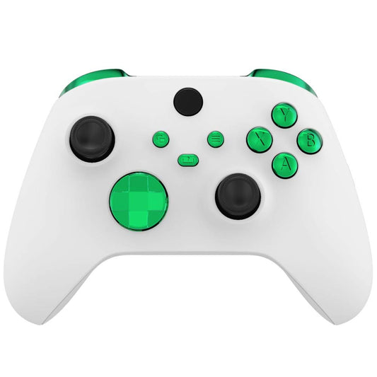 eXtremeRate Replacement Buttons for Xbox Core Wireless Controller, Chrome Green Glossy Custom LB RB LT RT Bumpers Trigers Dpad A